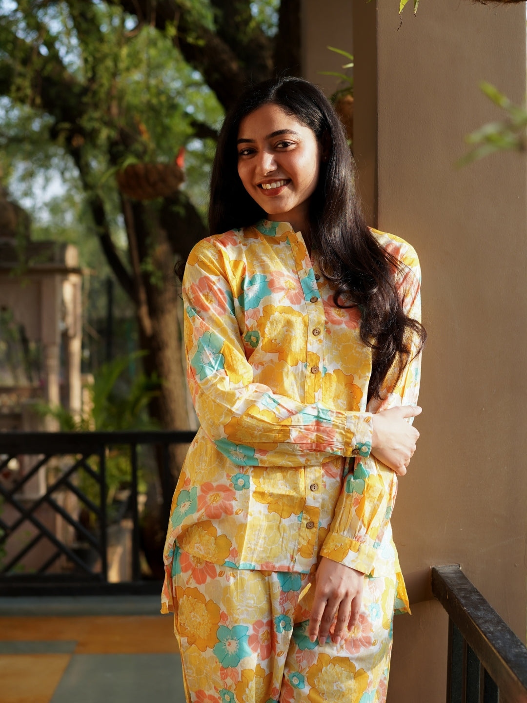Yellow Printed Cotton Co-ord Set