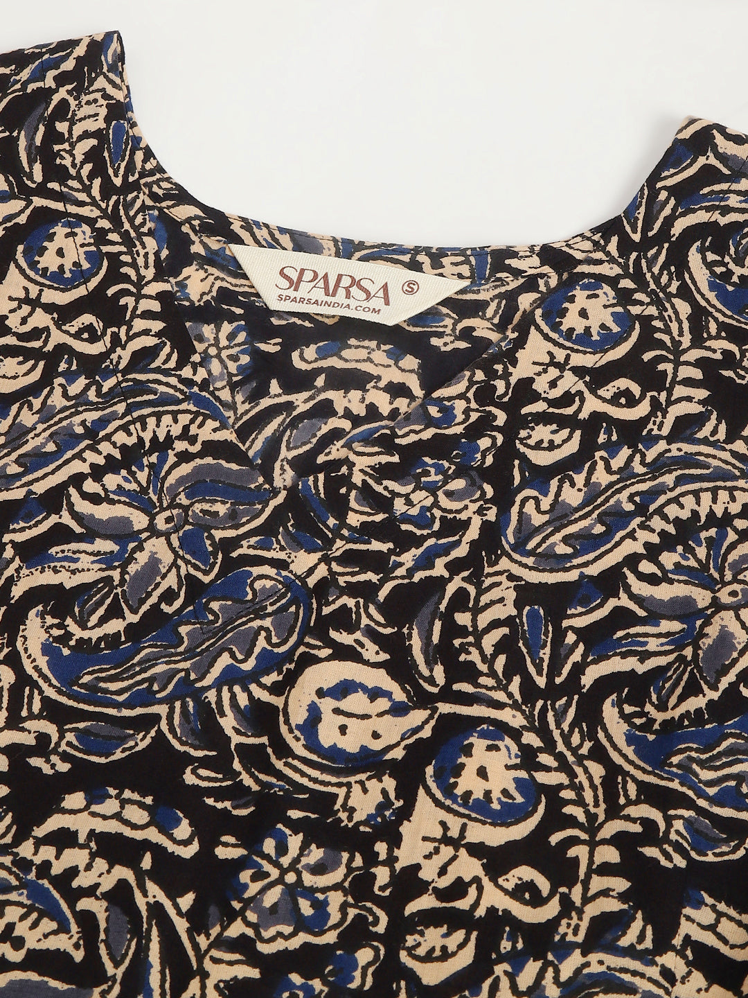 Black Kalamkari Printed Anarkali Cotton Kurta Set