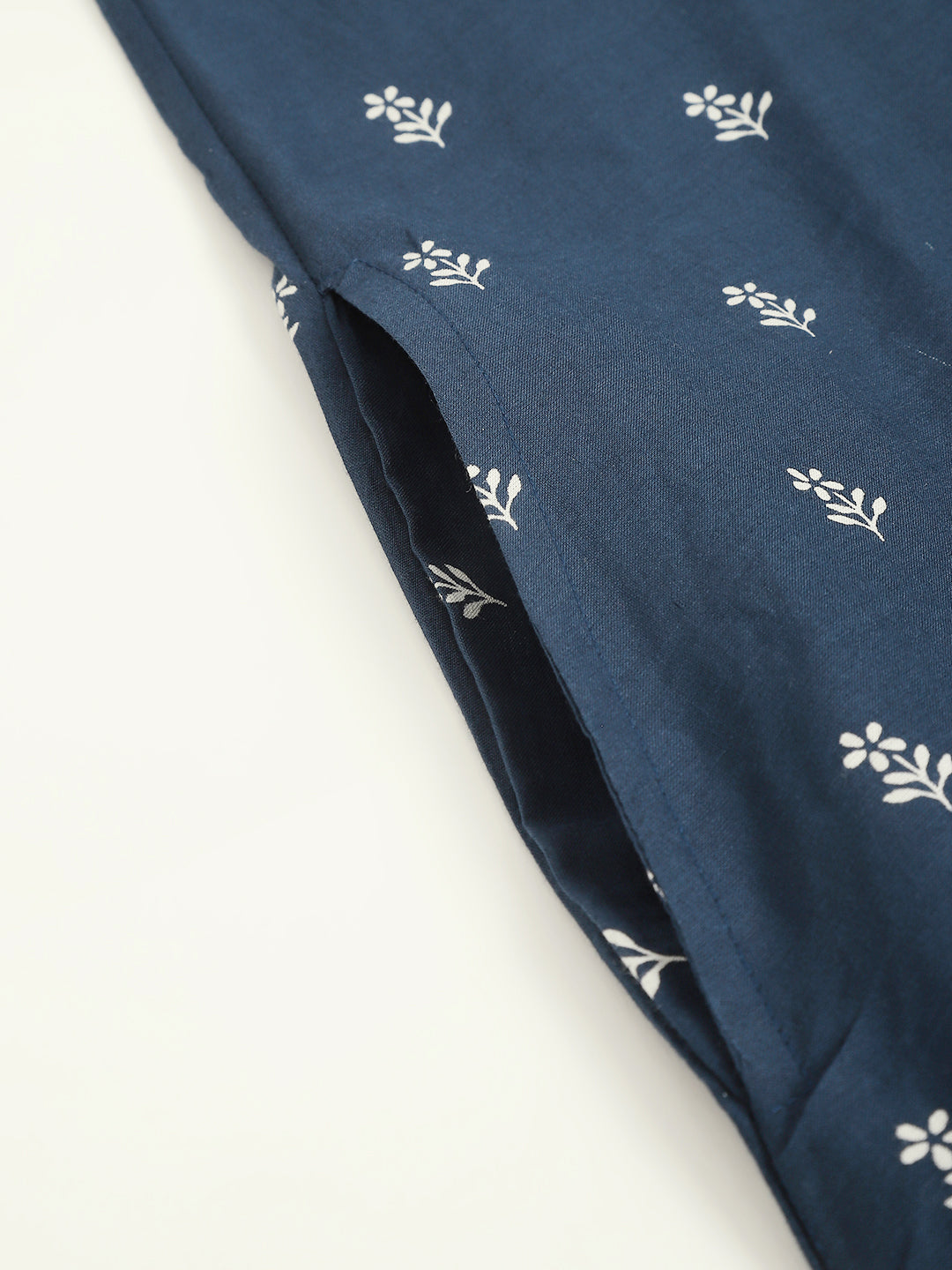 Blue Printed A-Line Cotton Shirt Dress