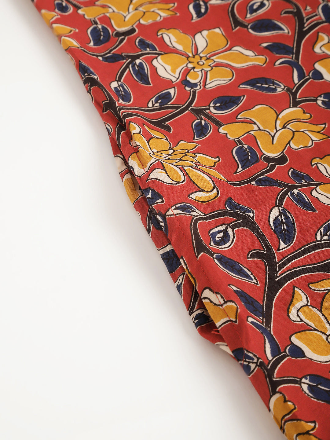 Red Printed Full Sleeve A-Line Cotton Dress