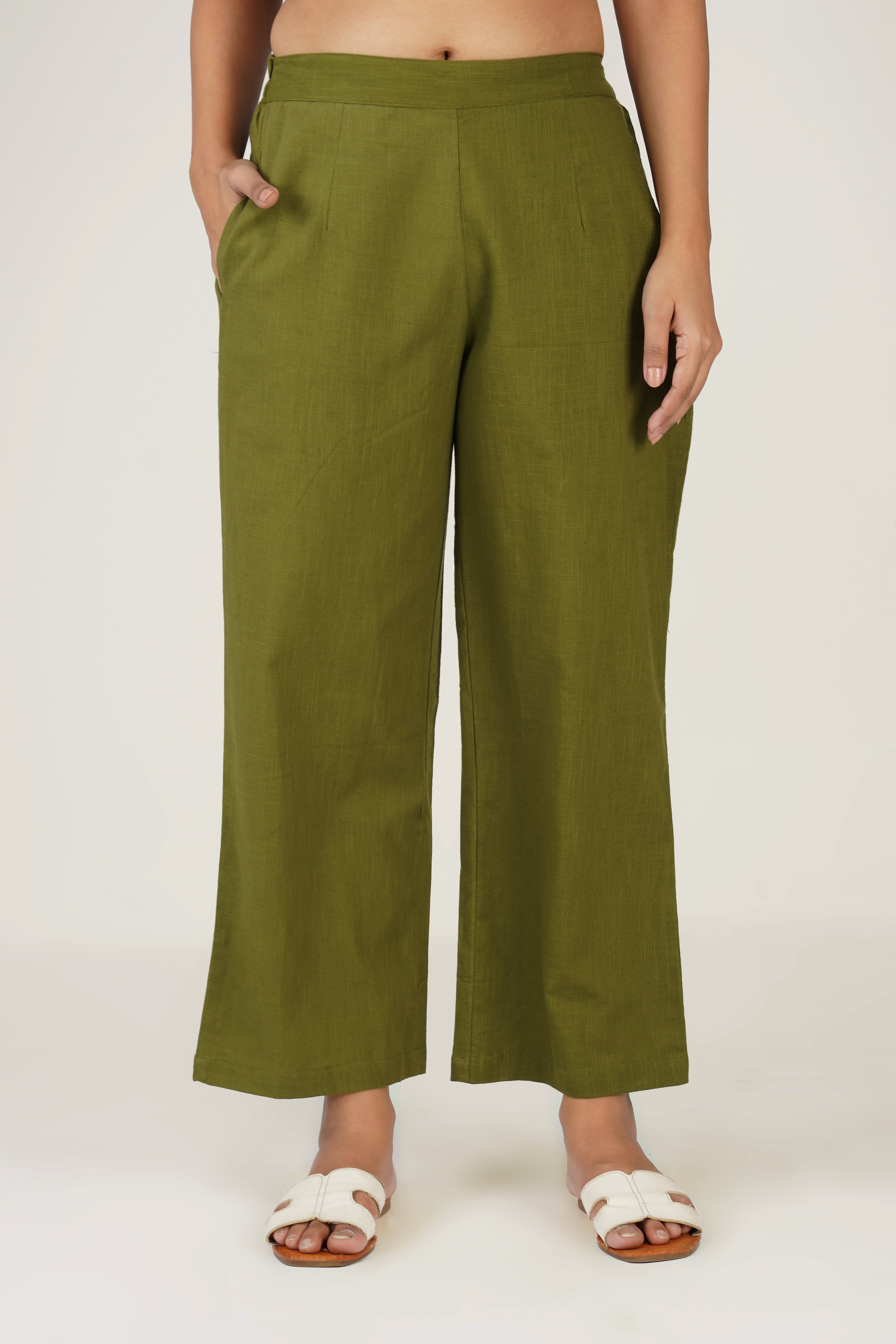 Olive Plain Cotton Co-ord Set