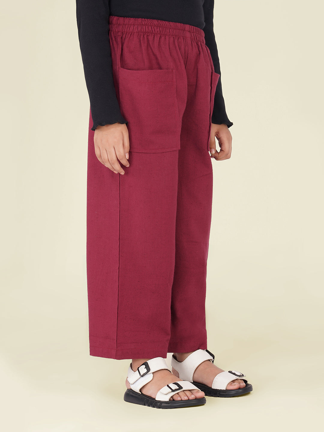 Kids Wine Cotton Trouser