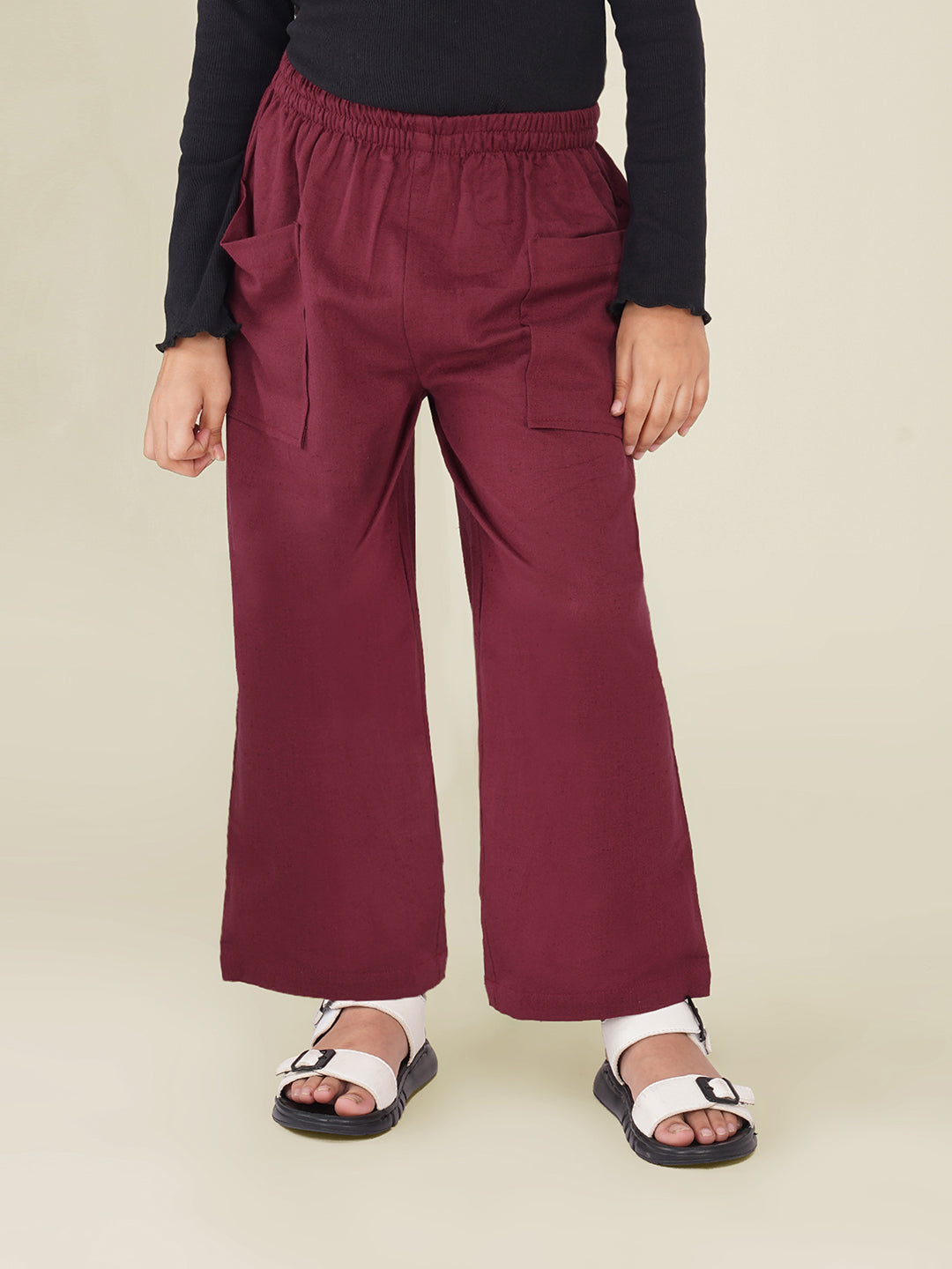 Kids Wine Cotton Trouser