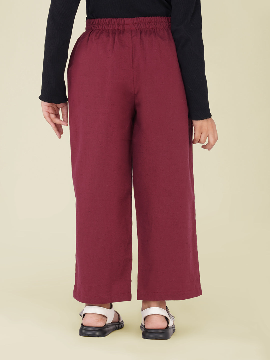 Kids Wine Cotton Trouser