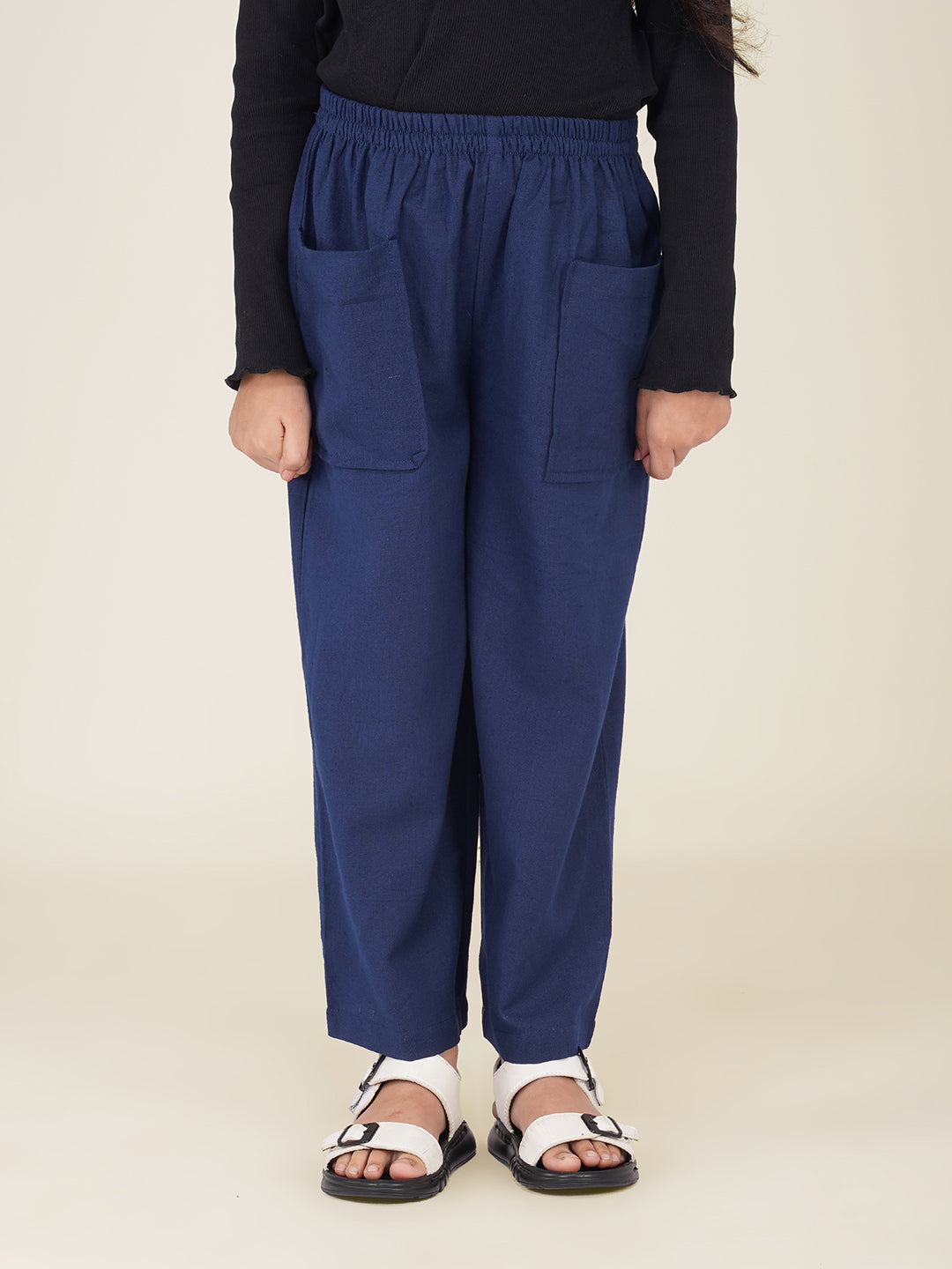 Kids Navy Blue Cotton Trouser