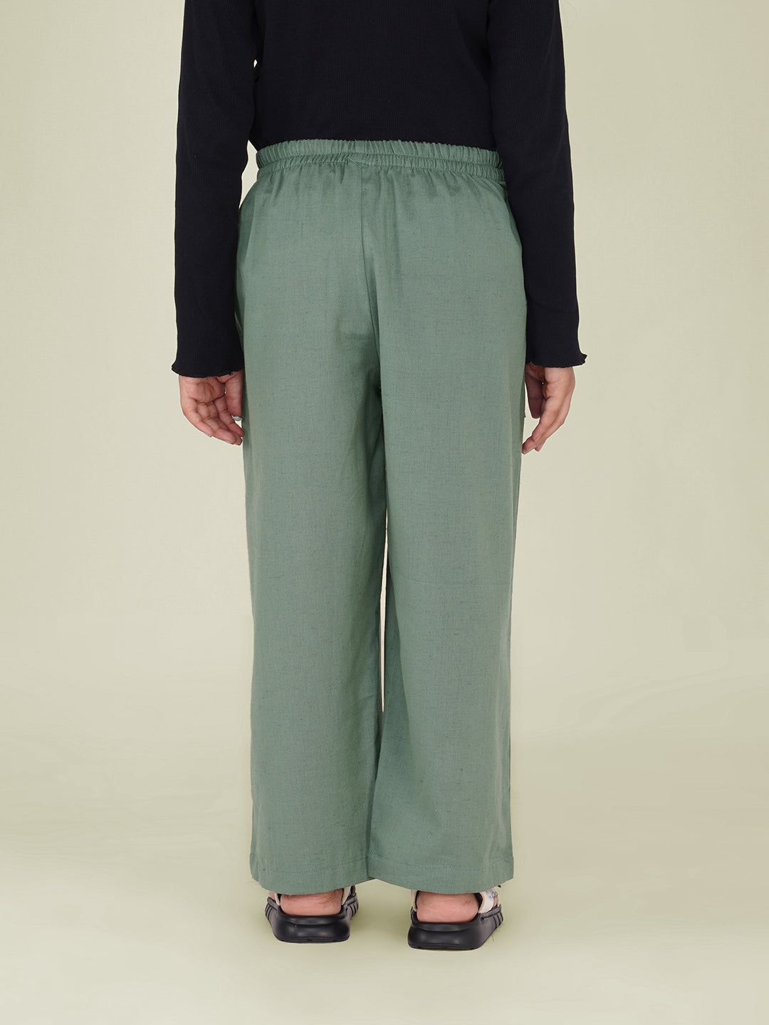 Kids Hunter Green Cotton Trouser