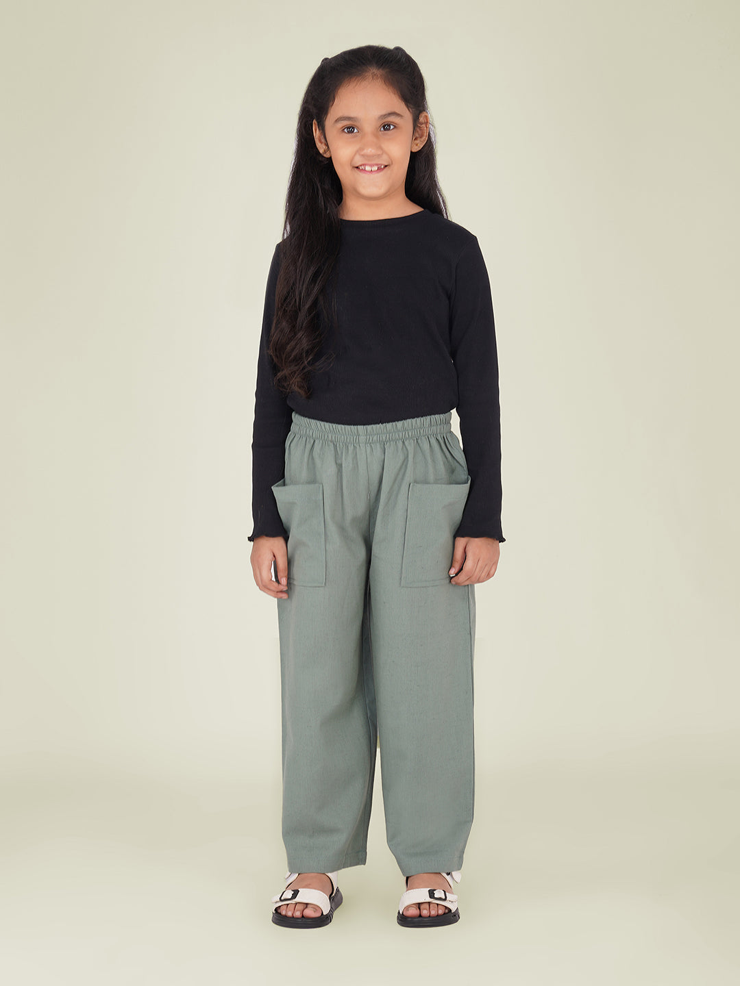 Kids Hunter Green Cotton Trouser