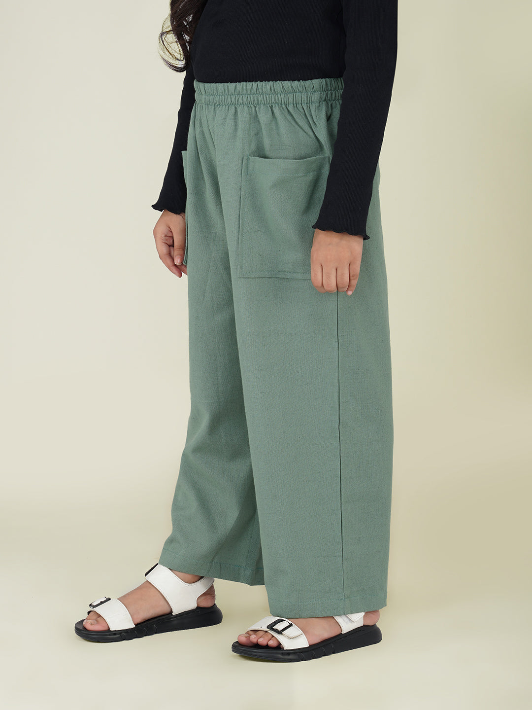 Kids Hunter Green Cotton Trouser