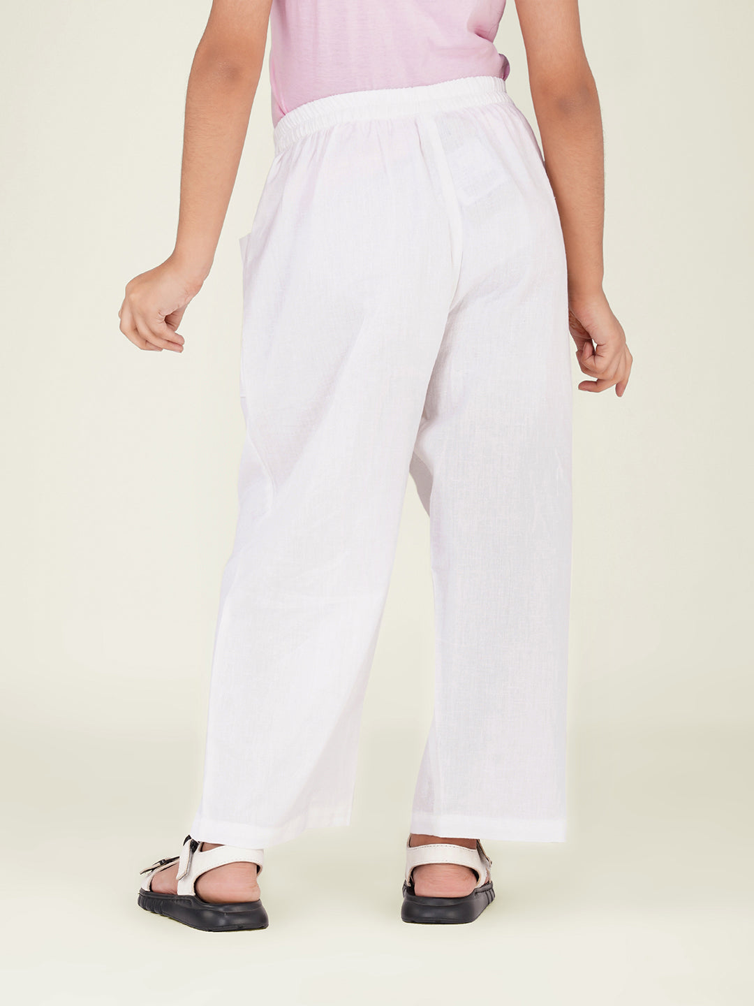 Kids White Cotton Trouser
