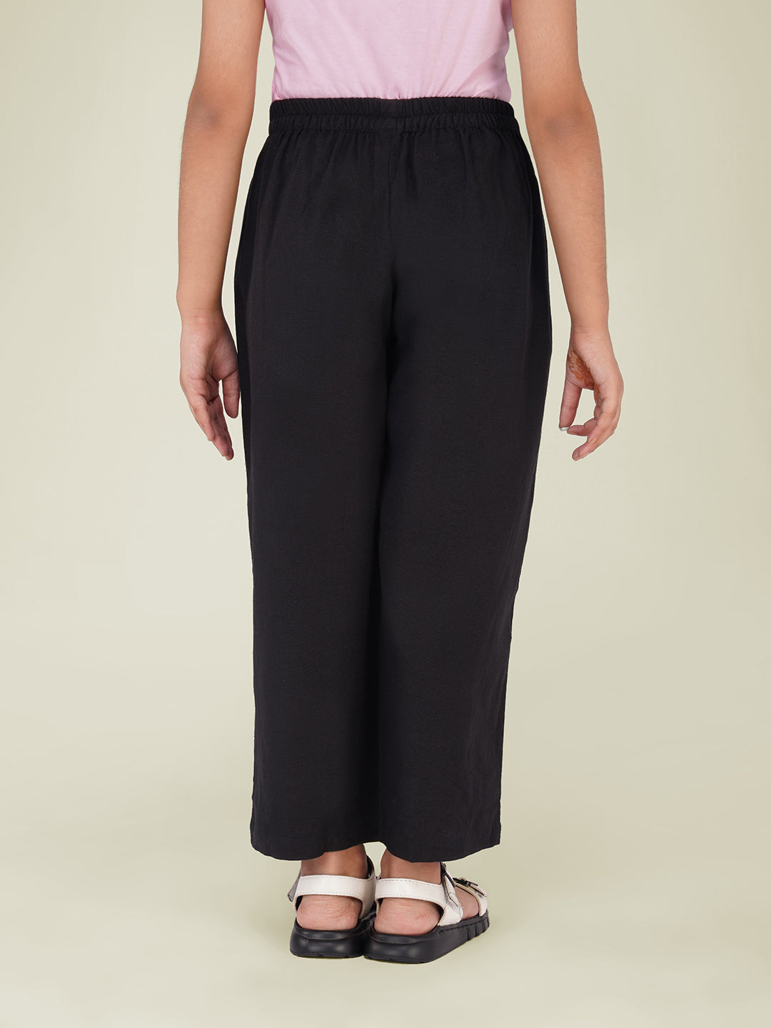 Kids Black Cotton Trouser