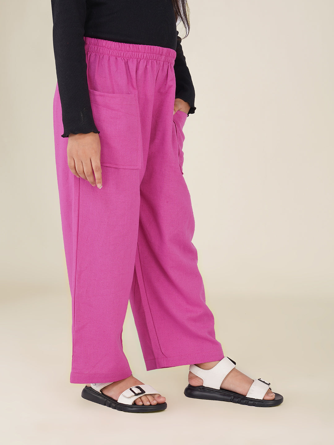 Kids Pink Cotton Trouser