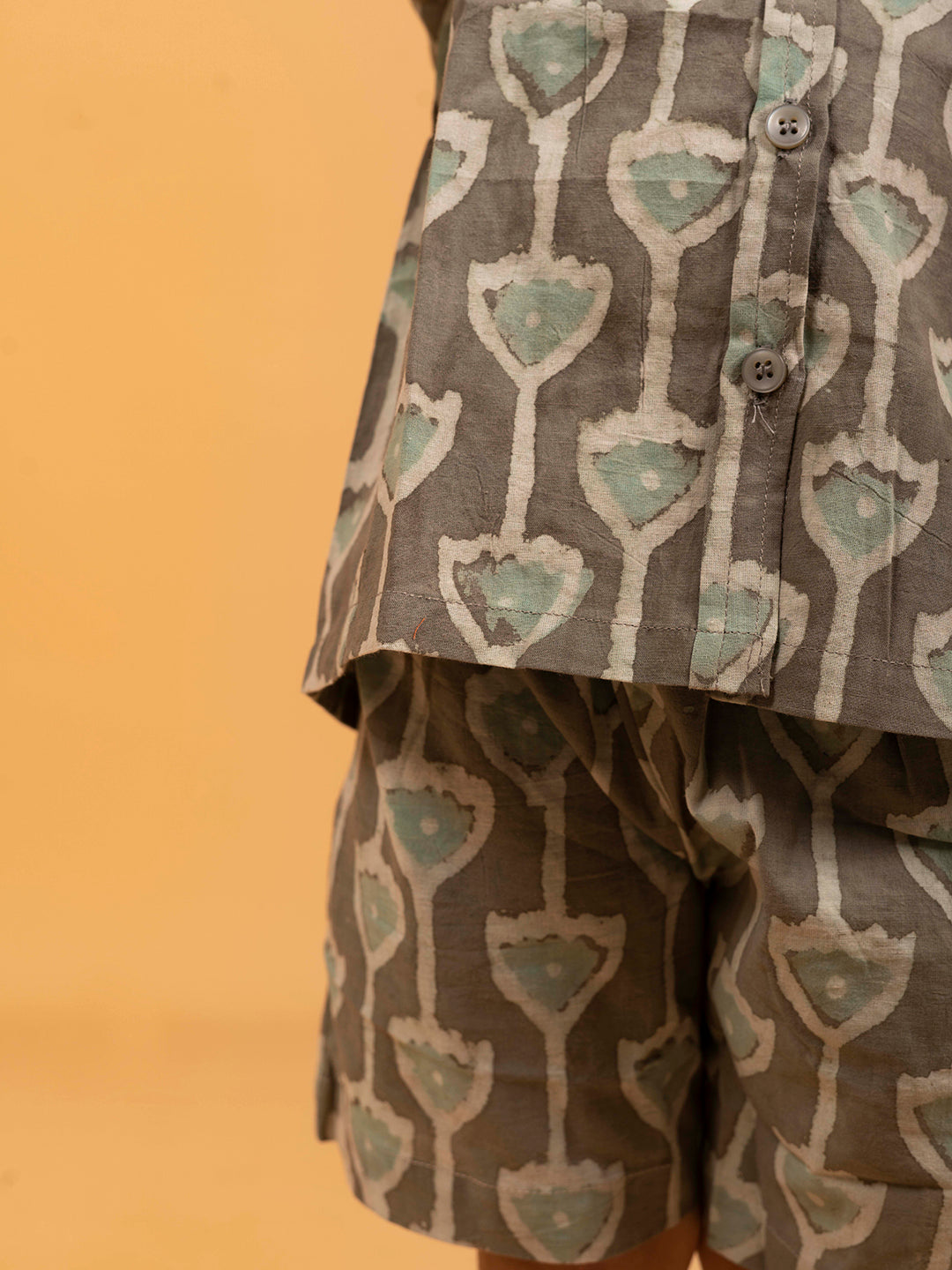 Kids Unisex Olive Half-Sleeve Shirt and Short Set