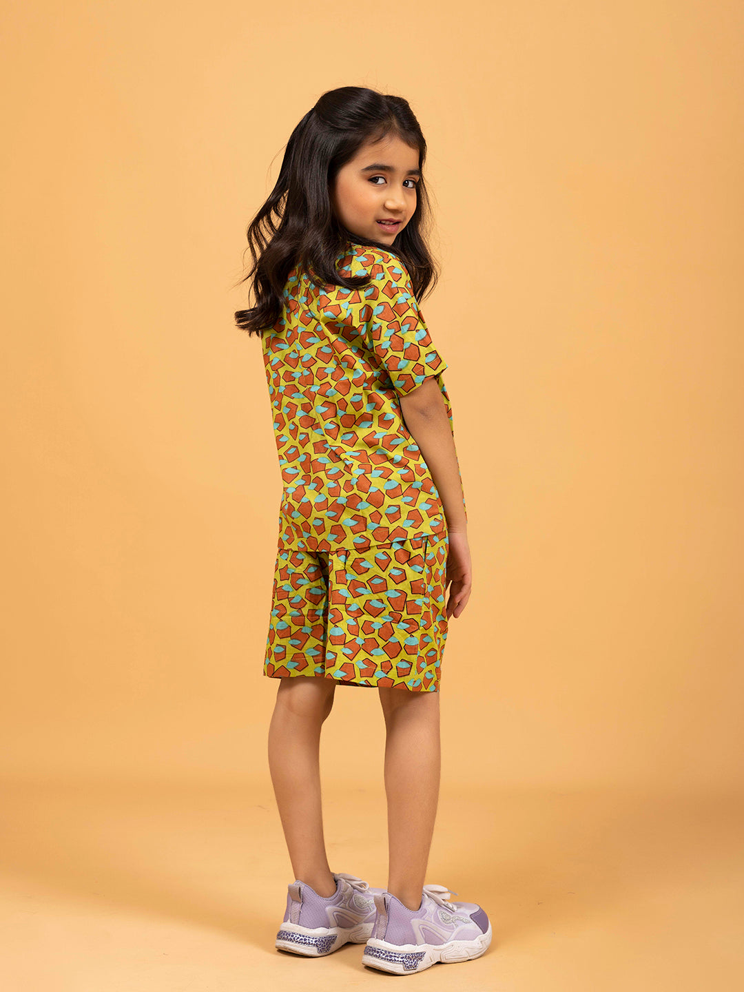 Kids Mustard Half Sleeve Cotton Shirt