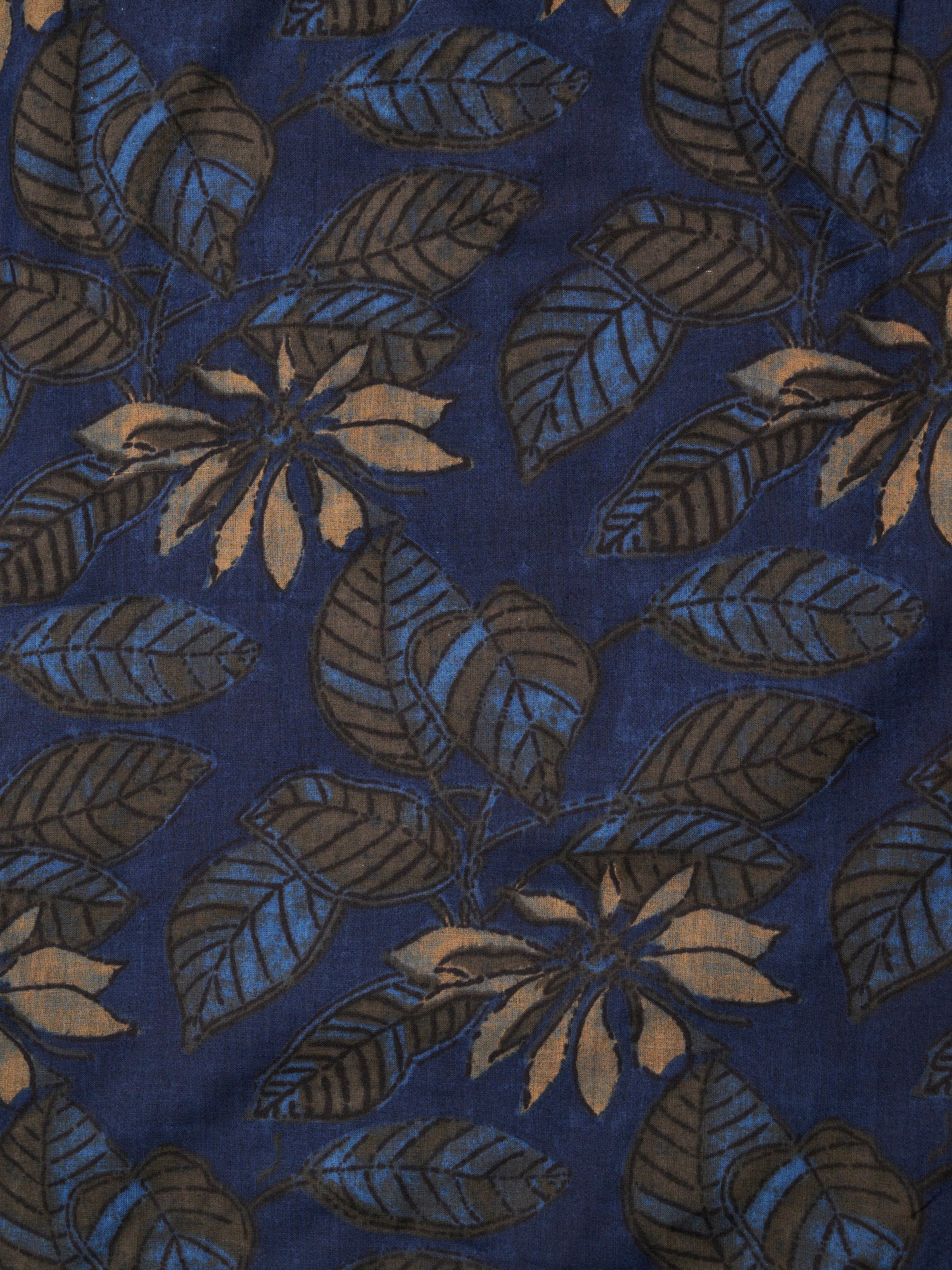 Dark Blue Printed Sleeveless Cotton Top