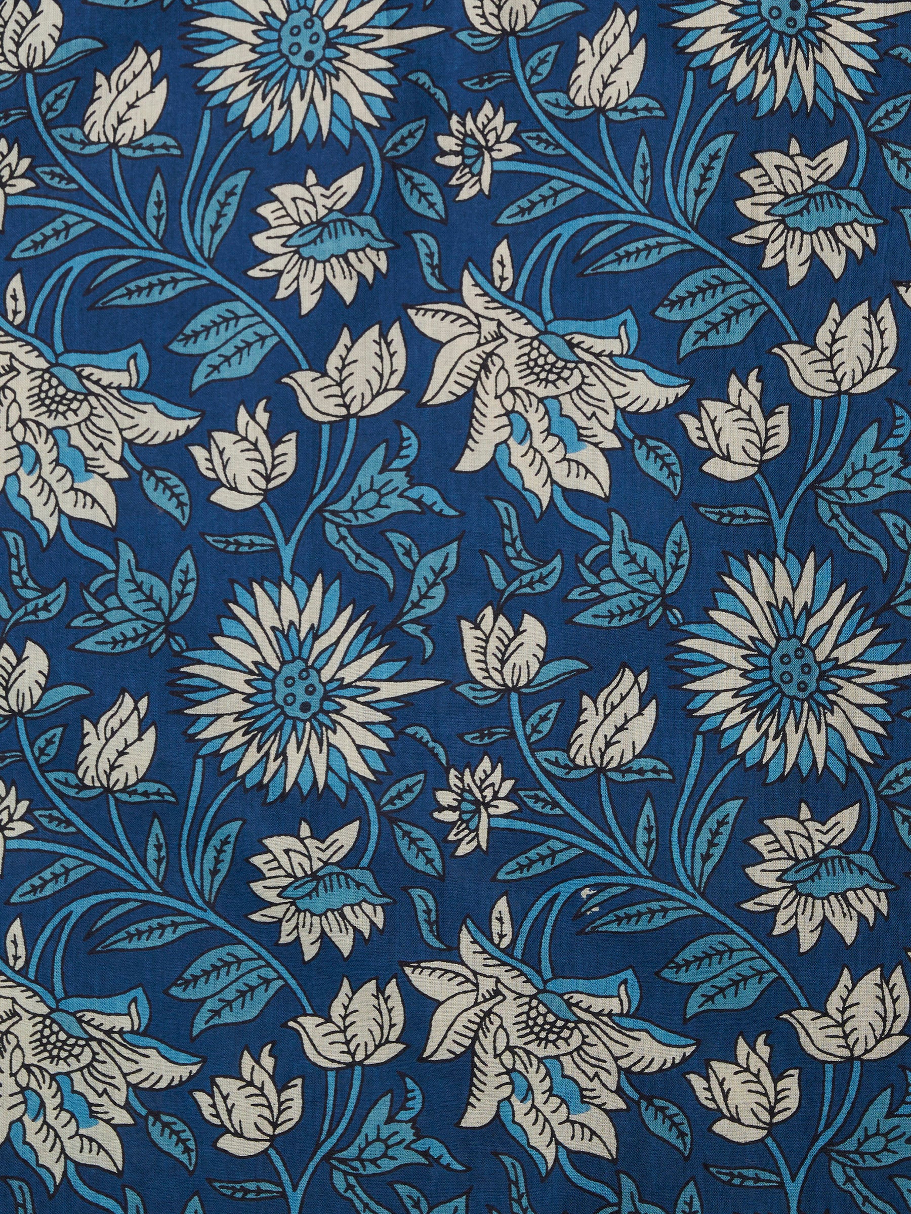 Blue Printed Sleeveless Cotton Top