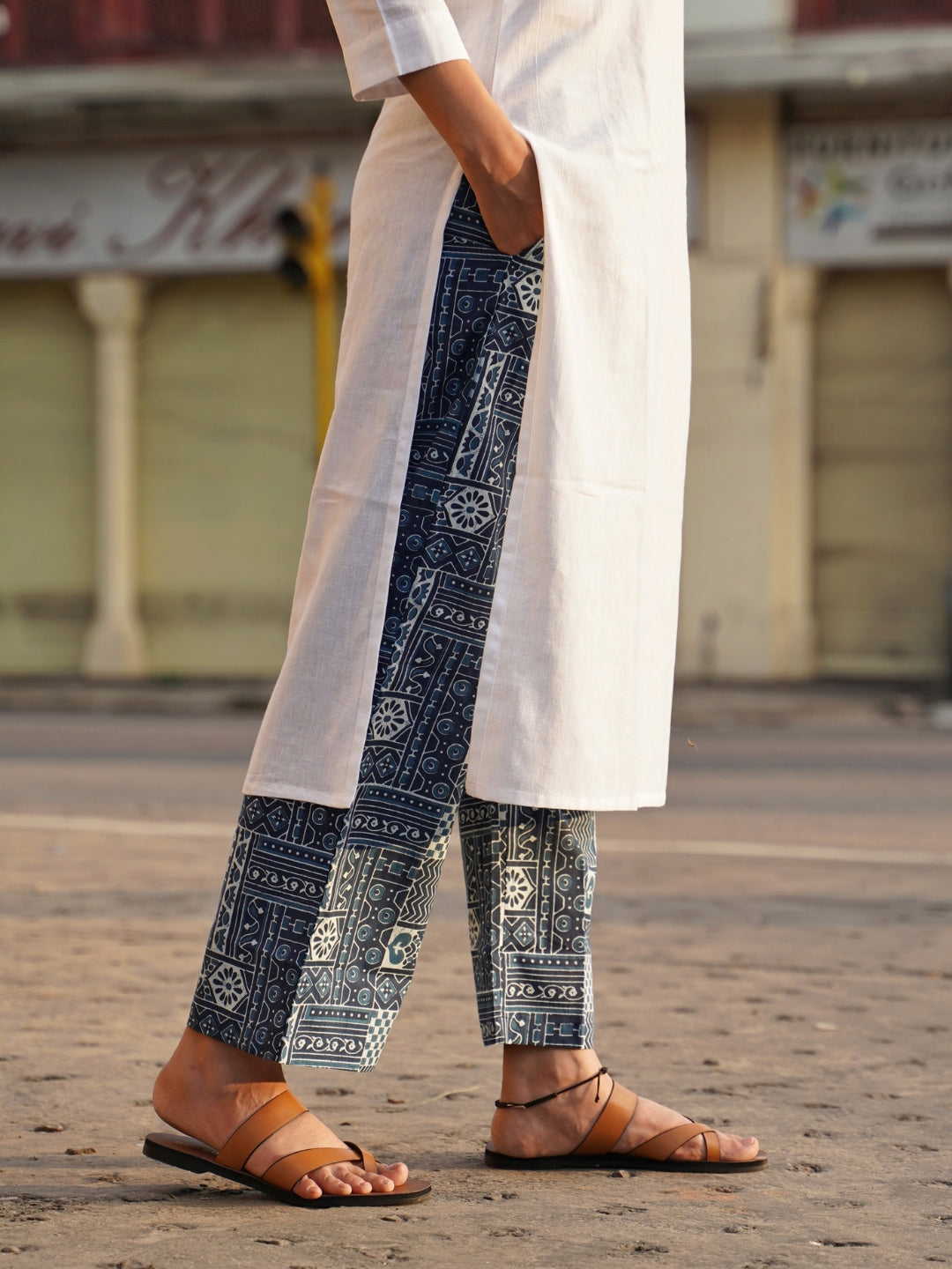 White Cotton Kurta Set