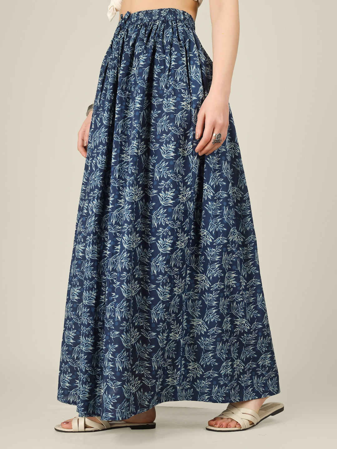 Black Printed Cotton Maxi Skirt