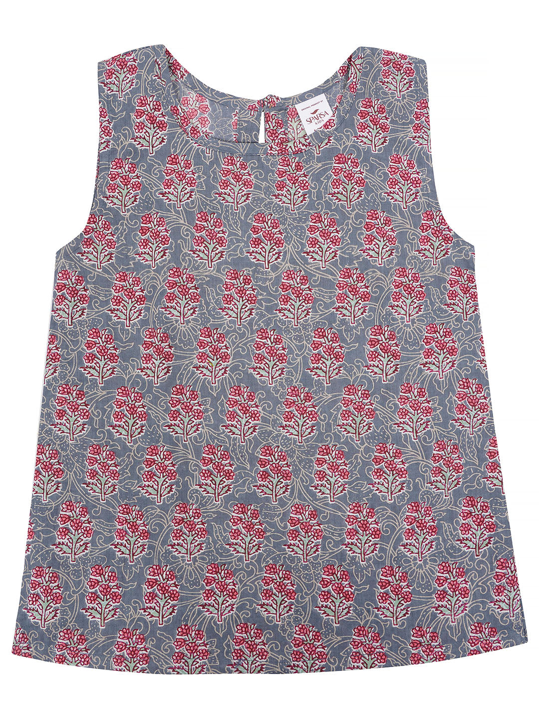 Kids Sleeveless Cotton Top (Steel Blue)