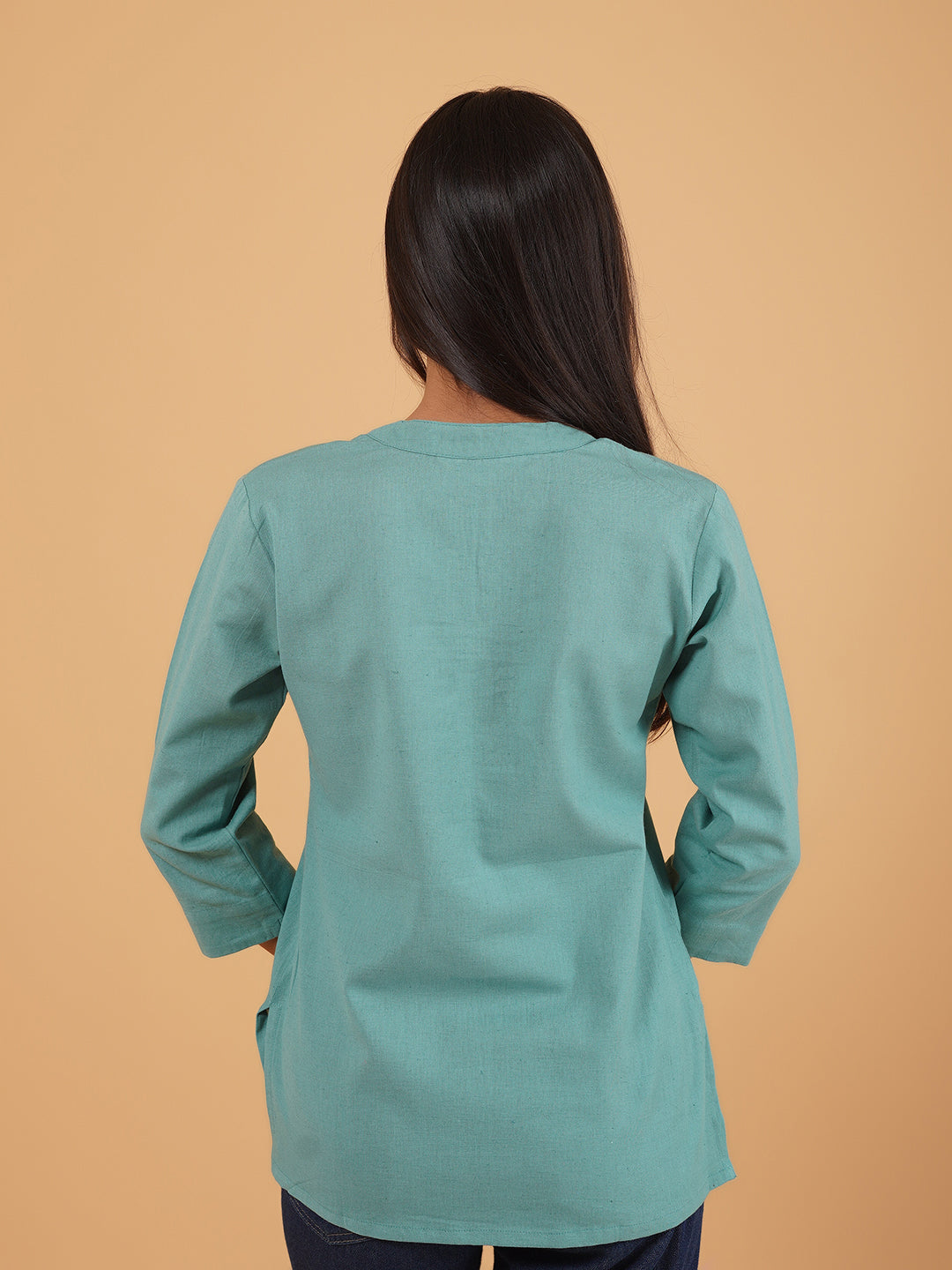 Hunter Green Straight Plain Cotton Top