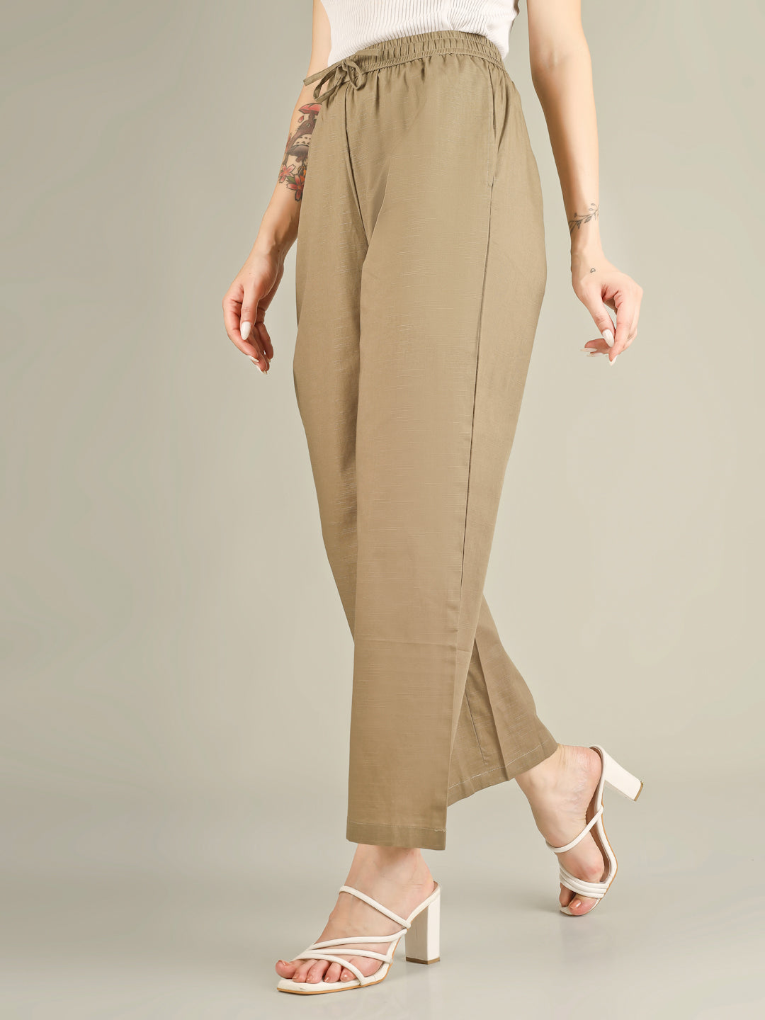 Khaki Green Premium Cotton Linen Trouser