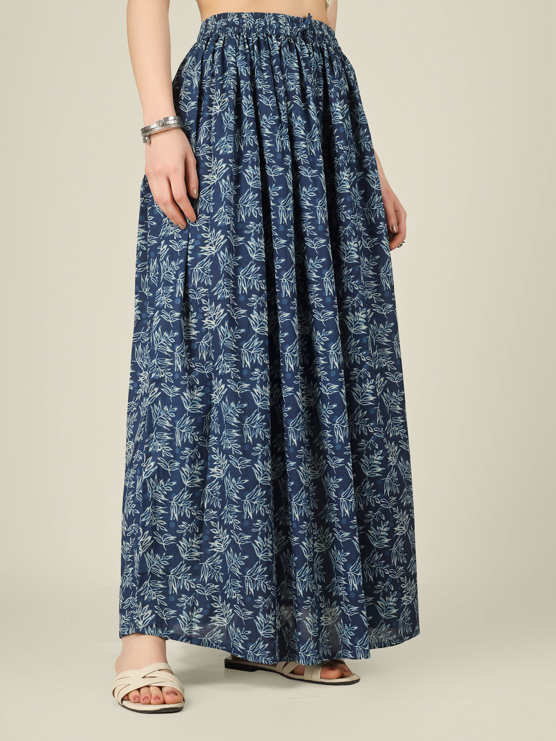Black Printed Cotton Maxi Skirt