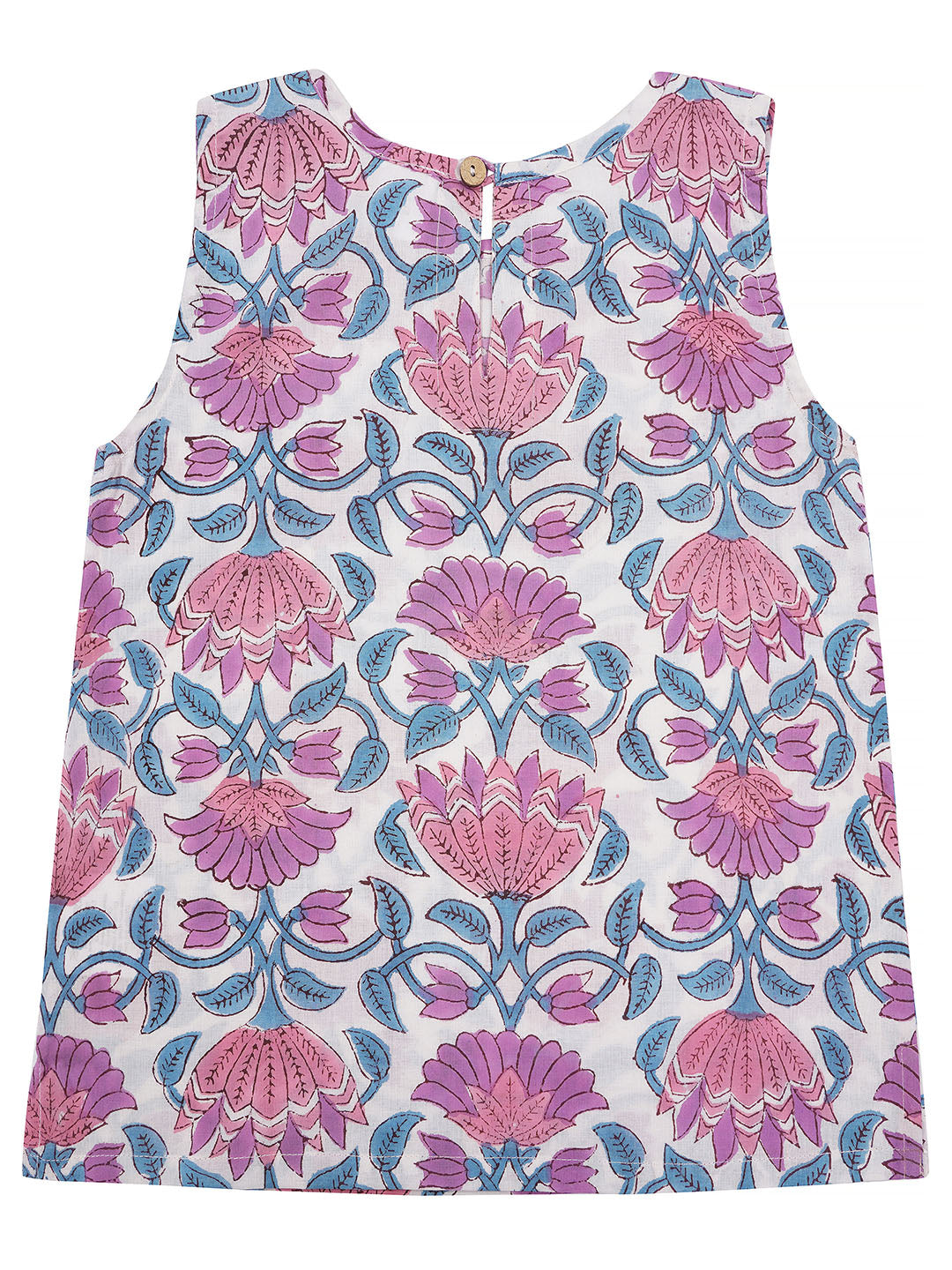 Kids Sleeveless Cotton Top (White and Pink)