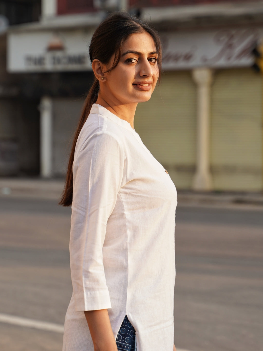 White Cotton Kurta Set