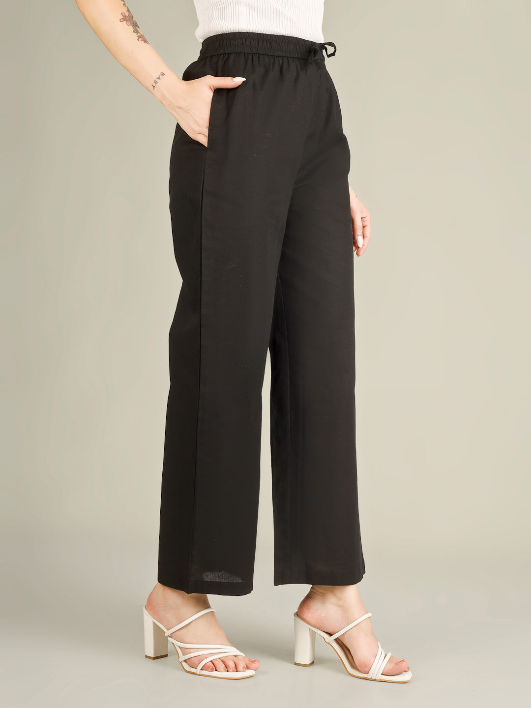 Black Premium Cotton Linen Trouser