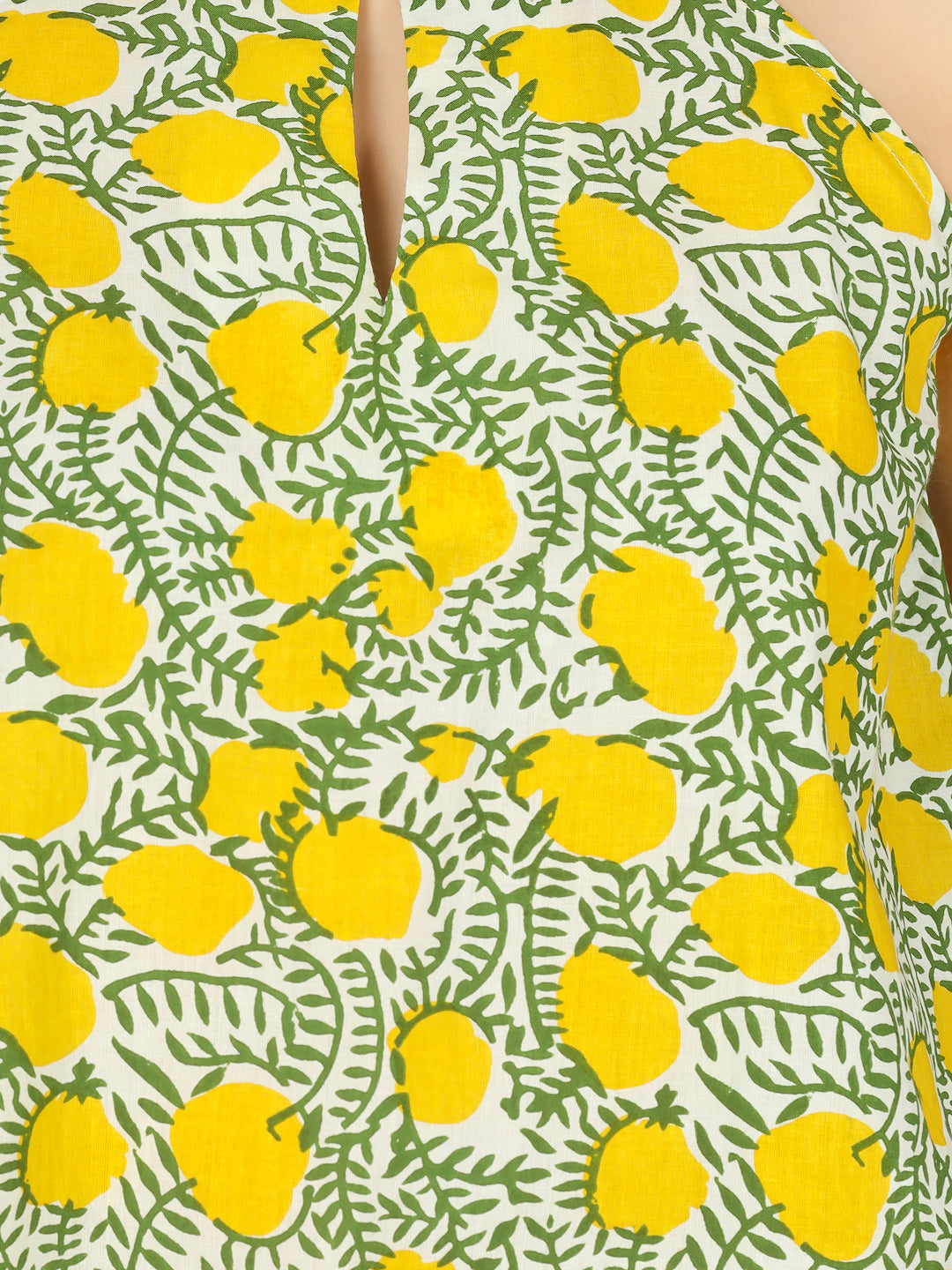 White Printed Halter Neck Sleeveless Cotton Top