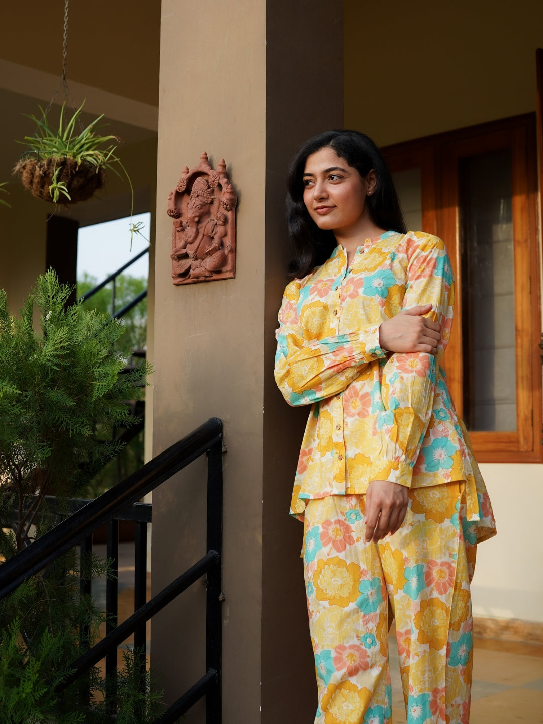 Yellow Printed Cotton Co-ord Set