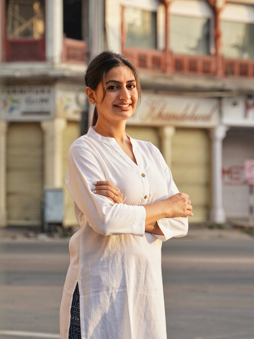 White Cotton Kurta Set