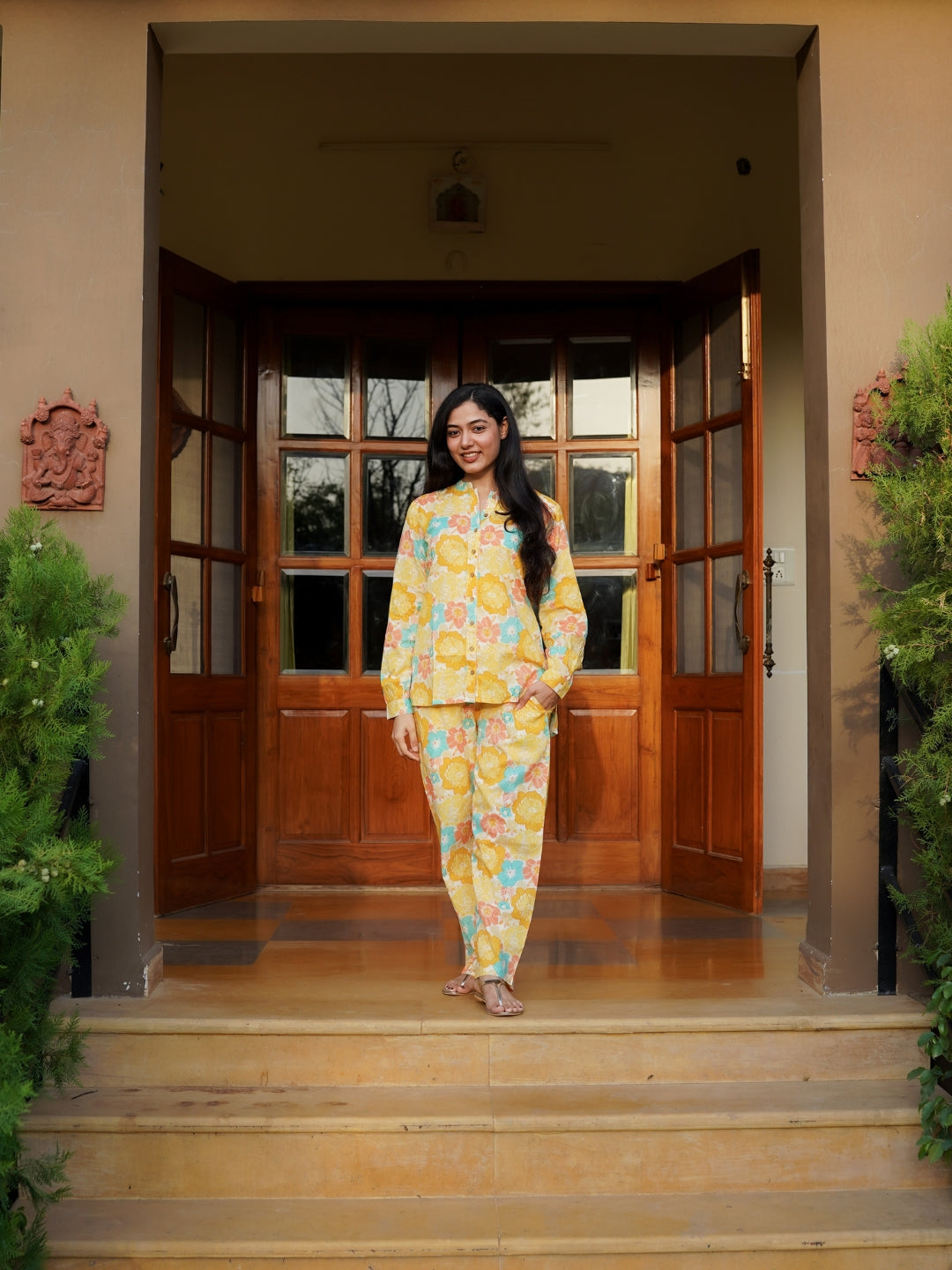 Yellow Printed Cotton Co-ord Set