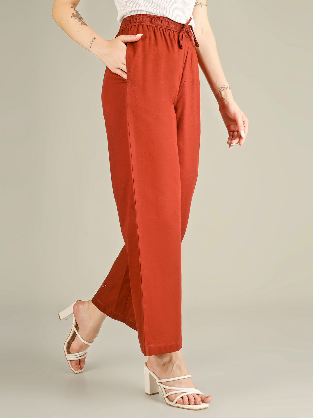 Rust Premium Cotton Linen Trouser