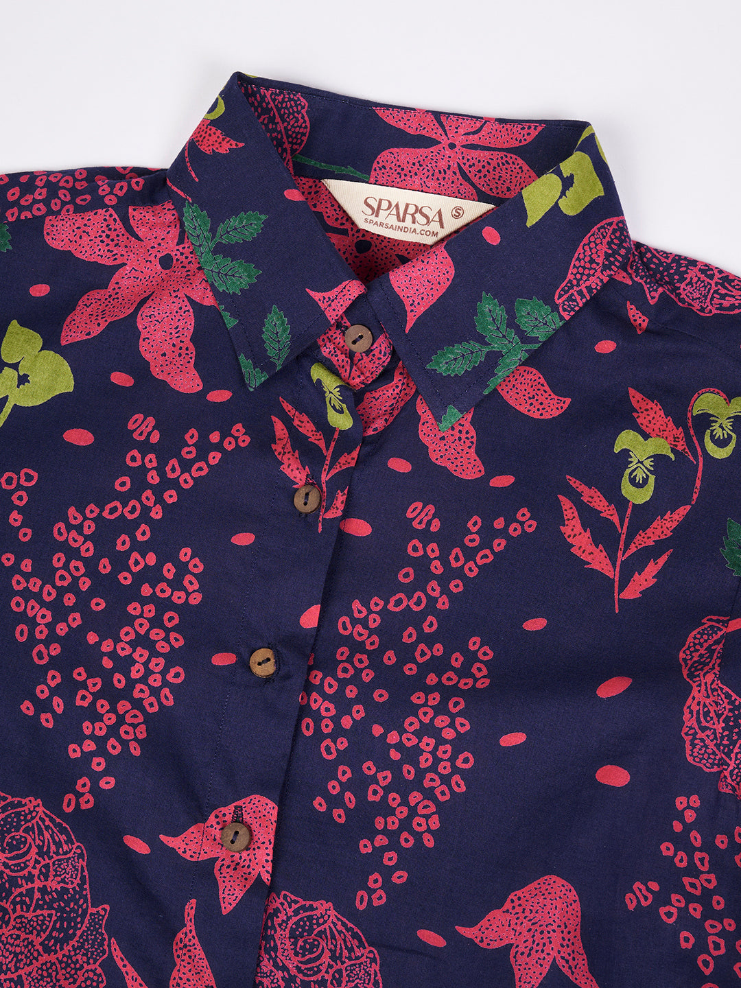 Blue Printed Short Cotton Dress
