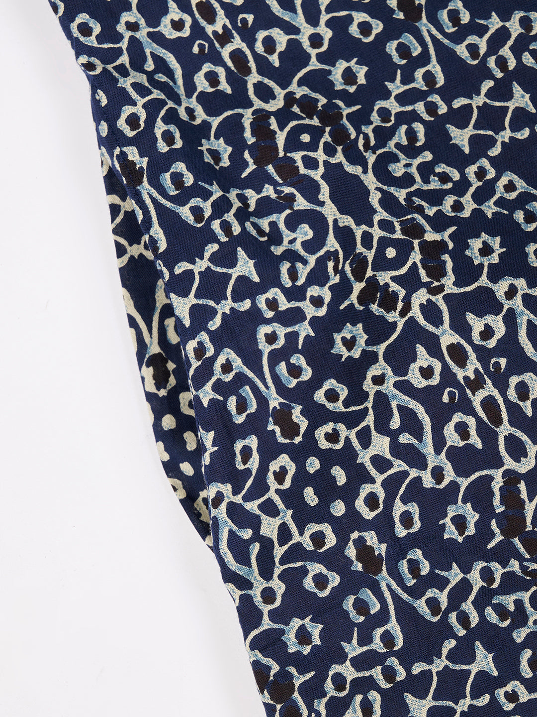 Blue Printed Sleeveless A-Line Cotton Dress