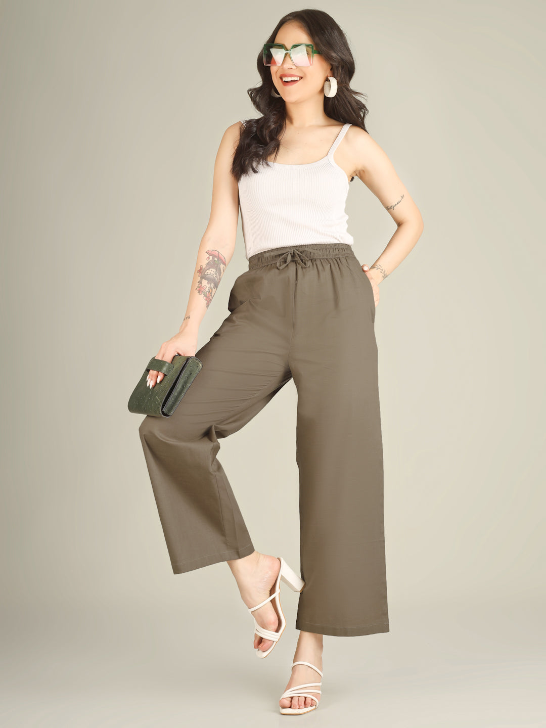 Khaki Green Premium Cotton Linen Trouser