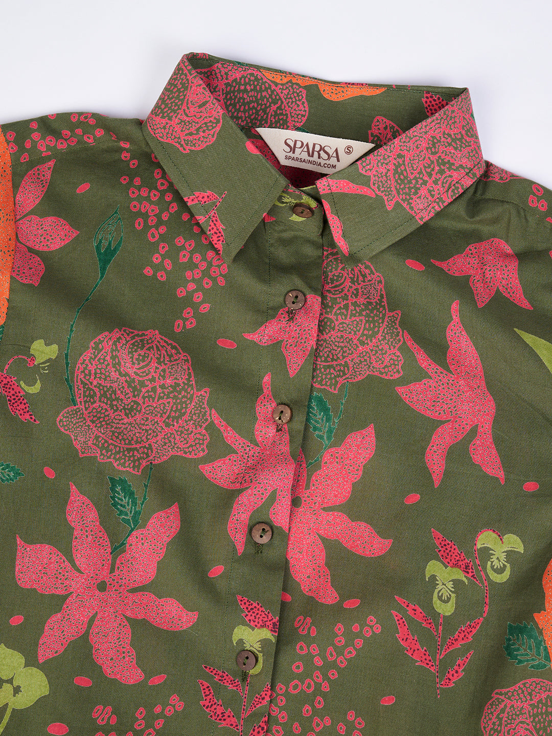 Green Printed Short Cotton Dress