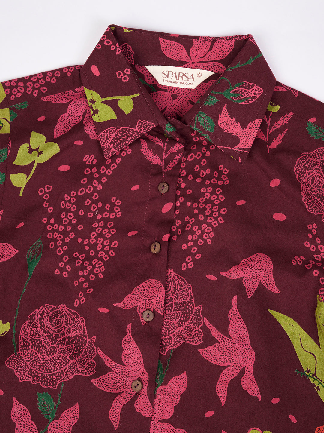 Maroon Printed Short Cotton Dress