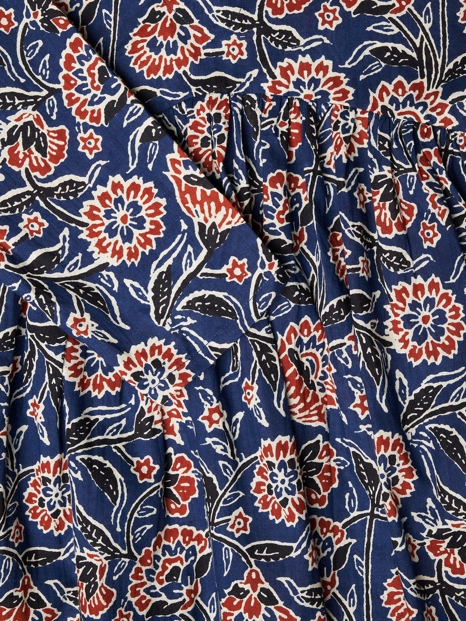 Blue Printed Alia-Cut Cotton Top