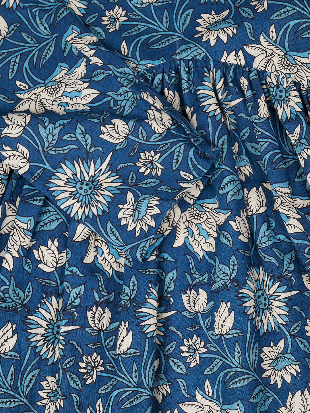 Blue Printed Alia-Cut Cotton Top