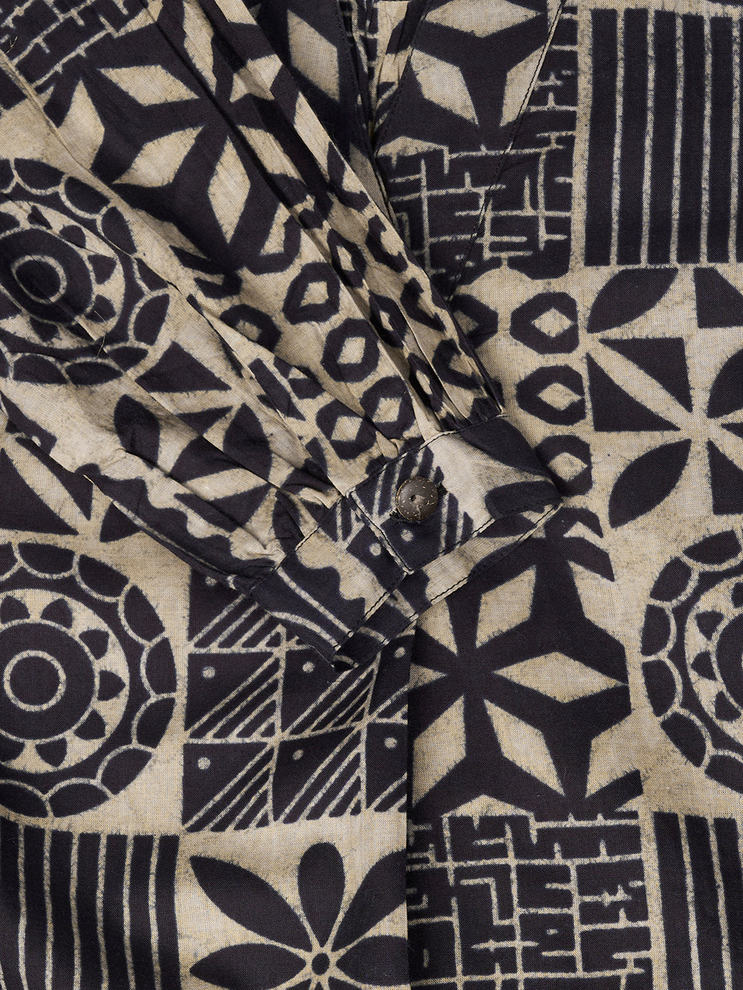 Navy Blue Printed V-Neck Cotton Top