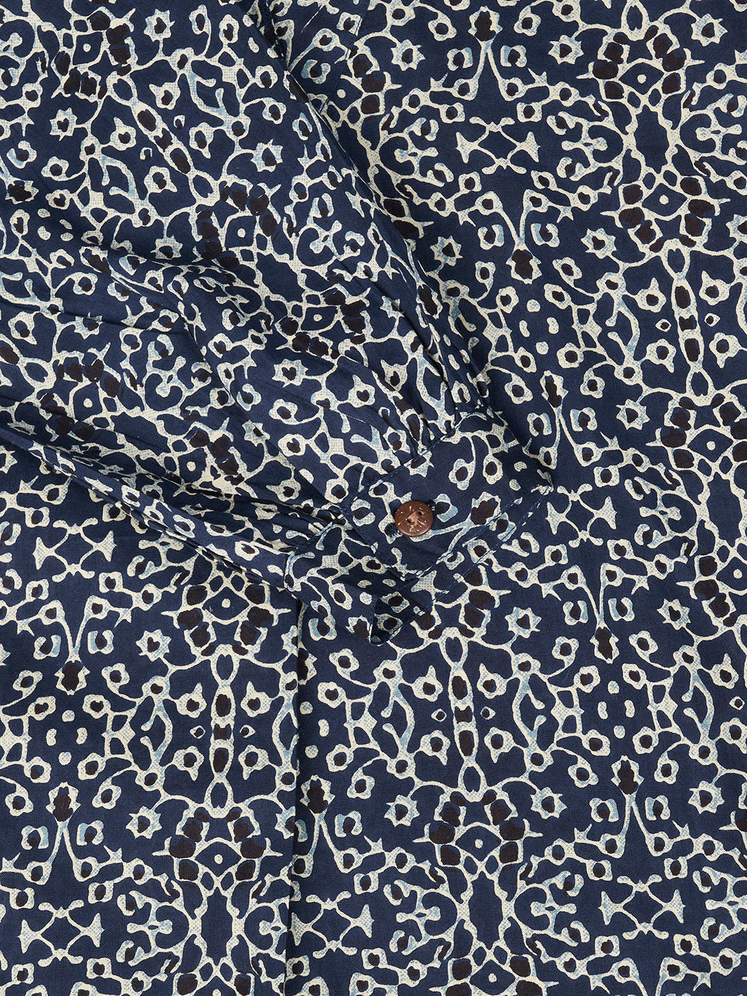 Blue Printed V-Neck Cotton Top