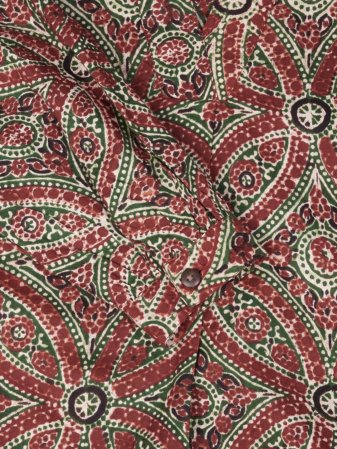 Maroon Printed V-Neck Cotton Top