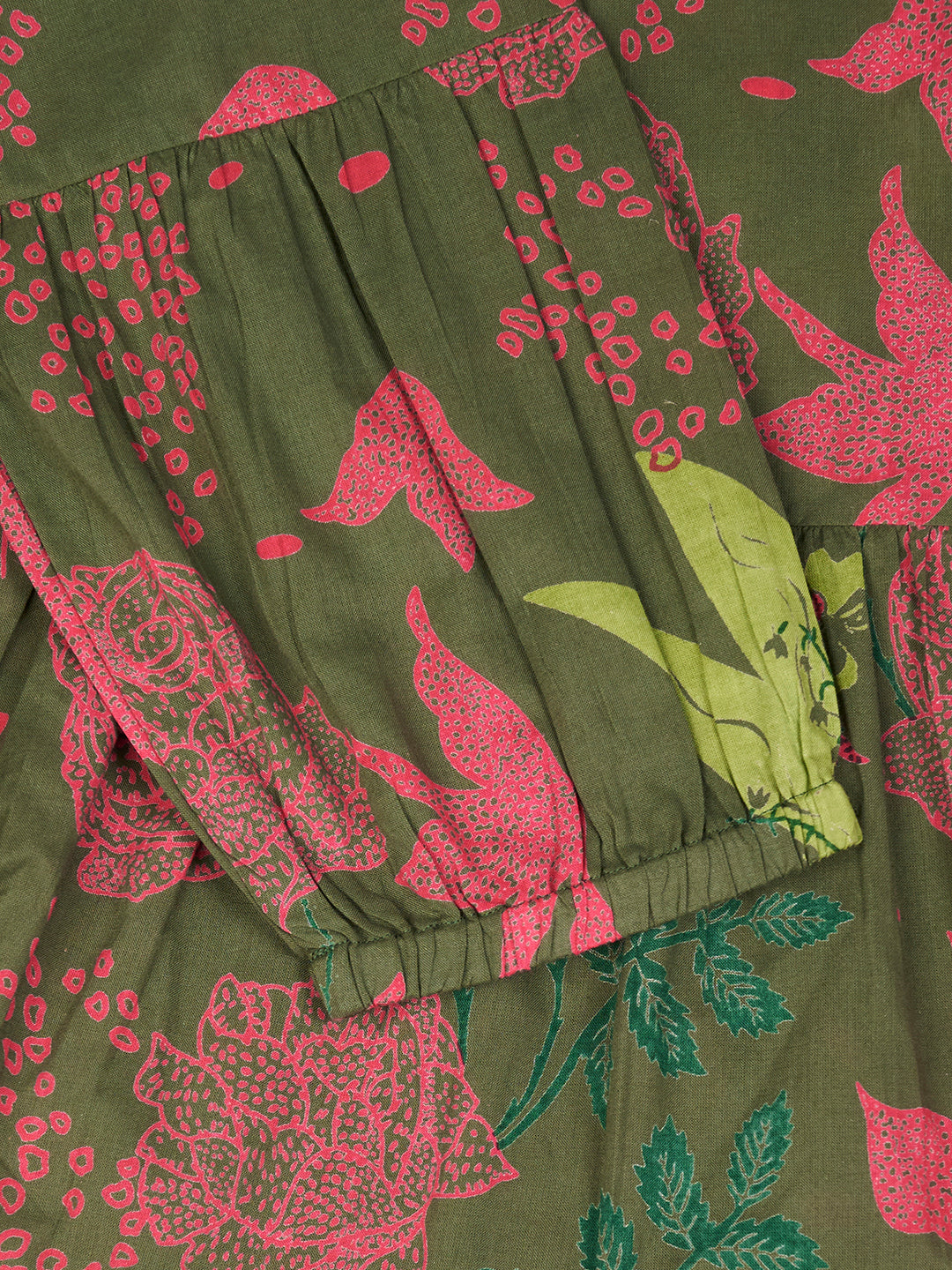 Green Printed Short Cotton Dress