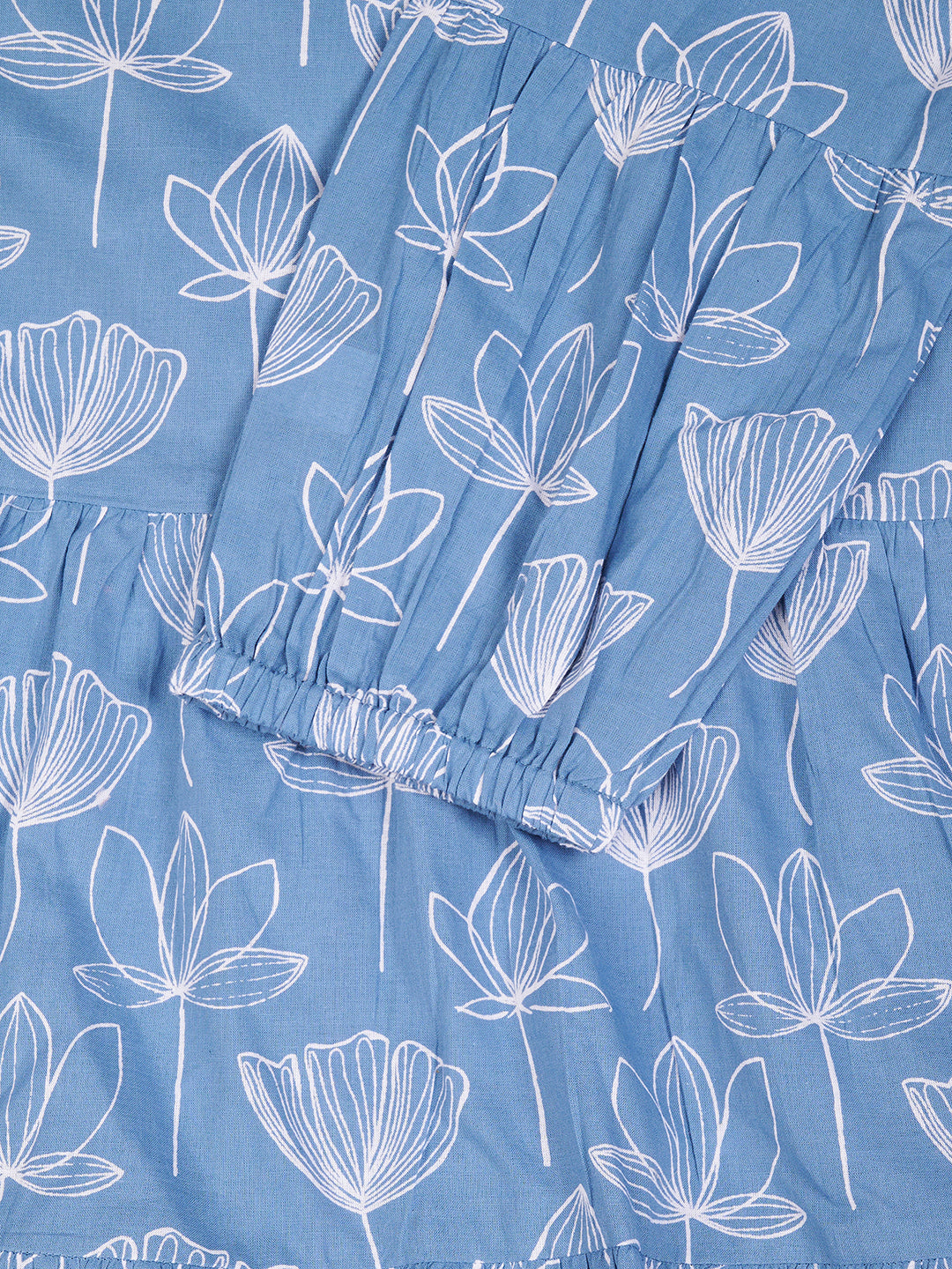 Sky Blue Printed Short Cotton Dress