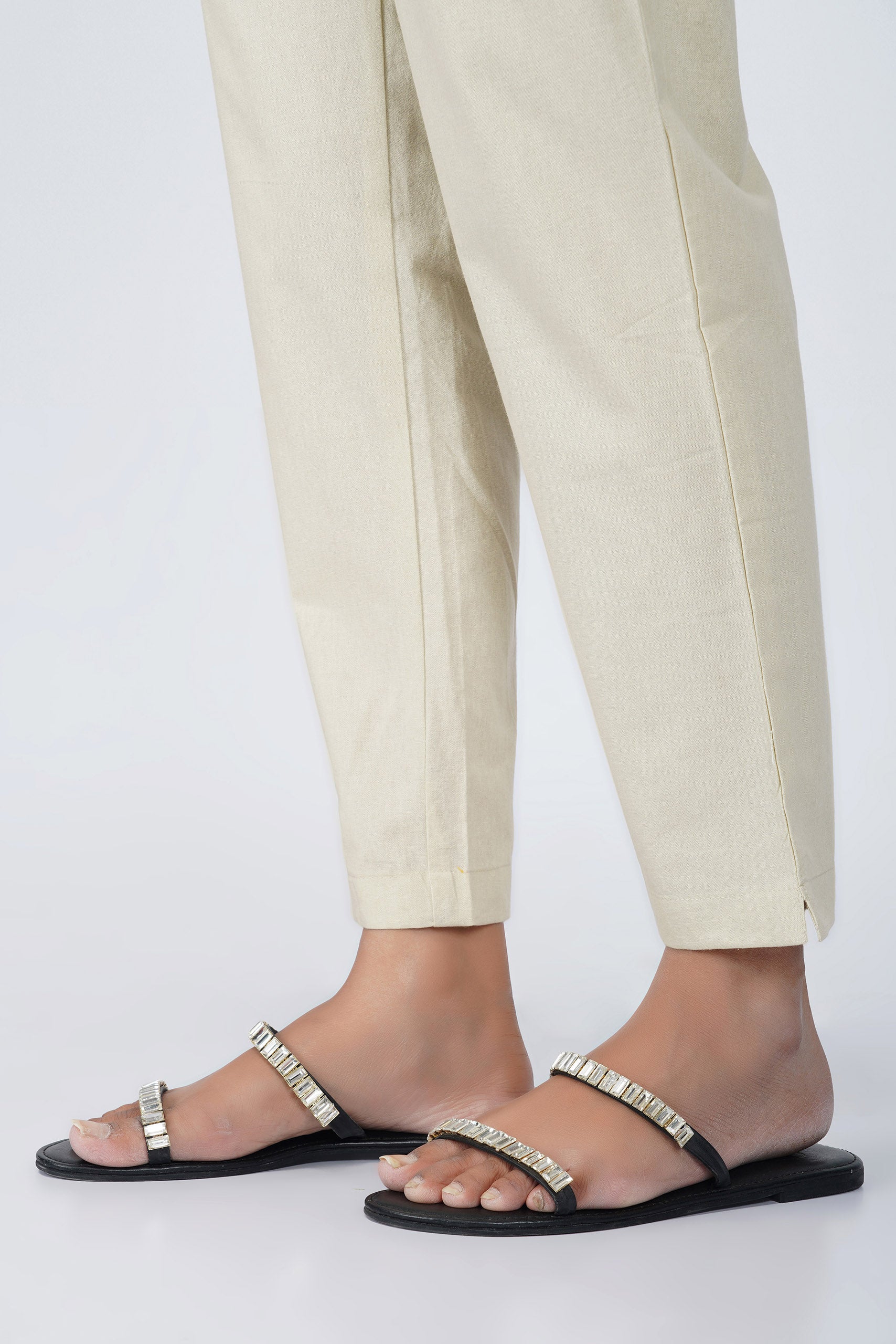 Beige Cotton Trouser for Women