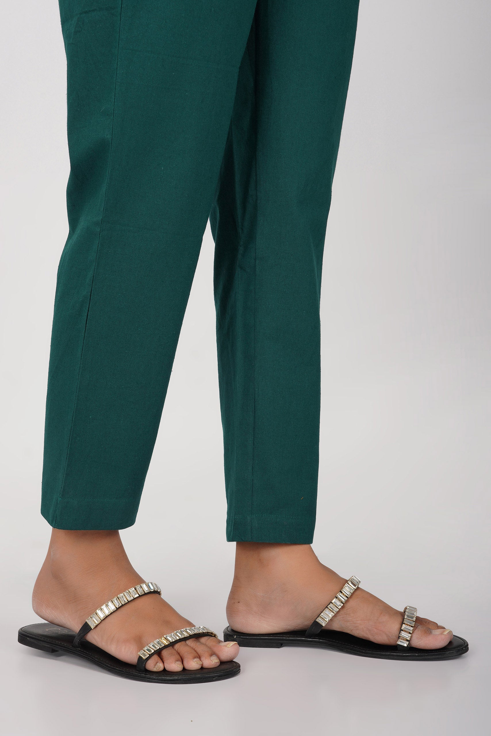 Bottle Green Cotton Trouser for Women