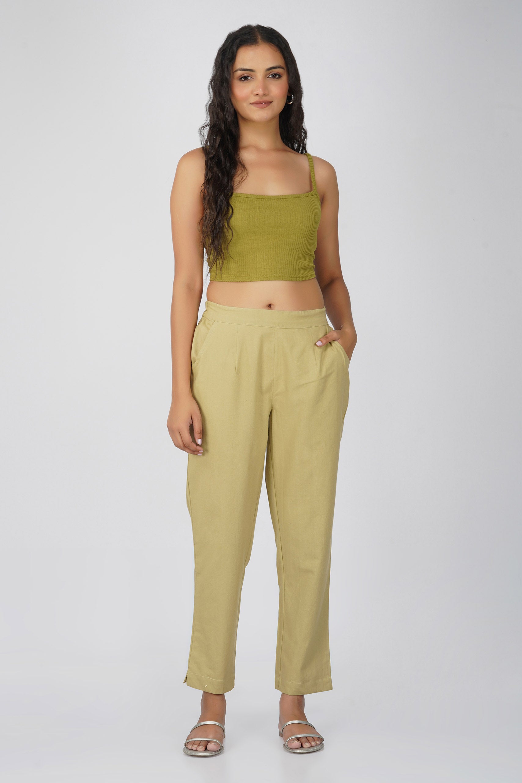 Chikoo Cotton Trouser for Women