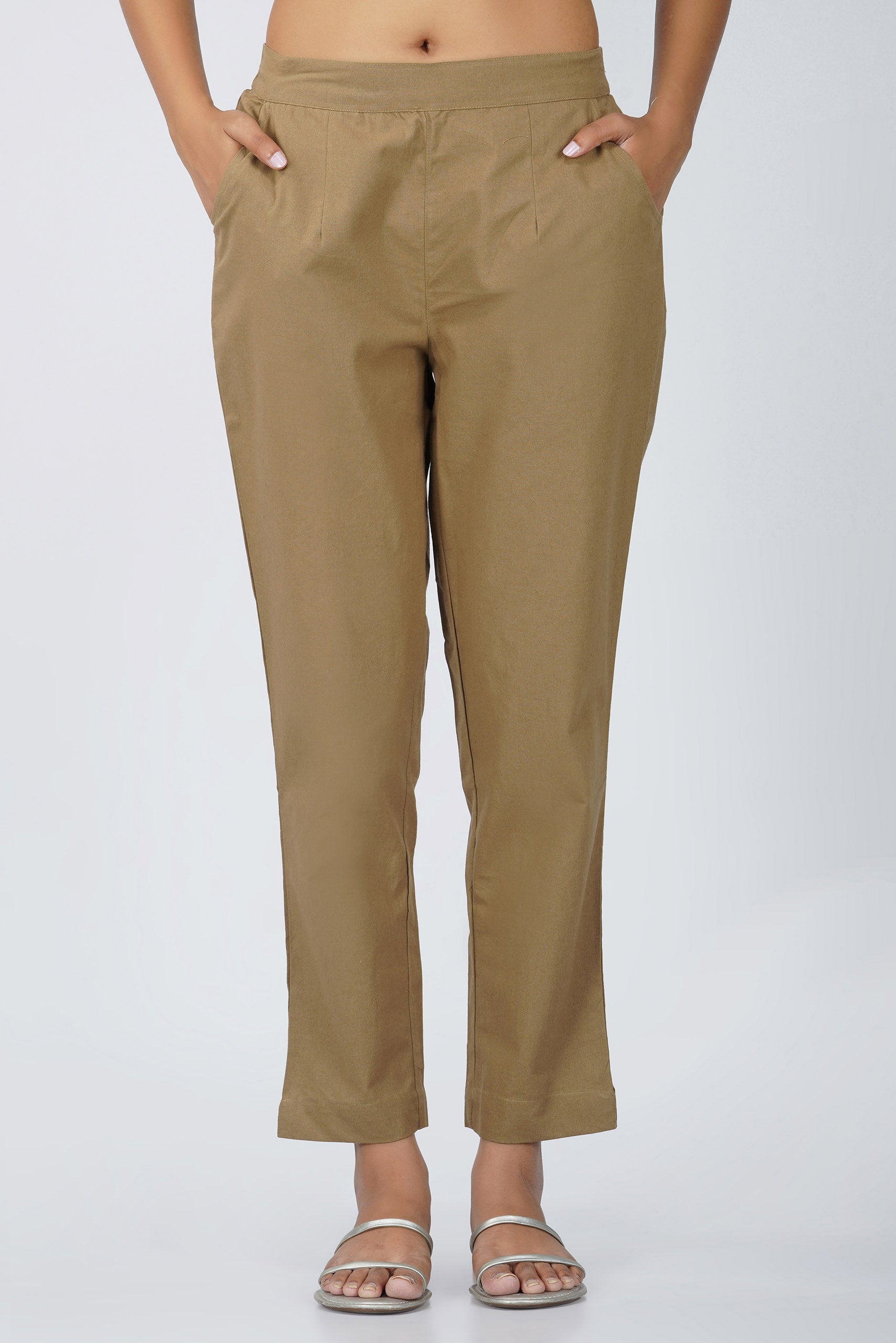 Dark Chikoo Cotton Trouser for Women