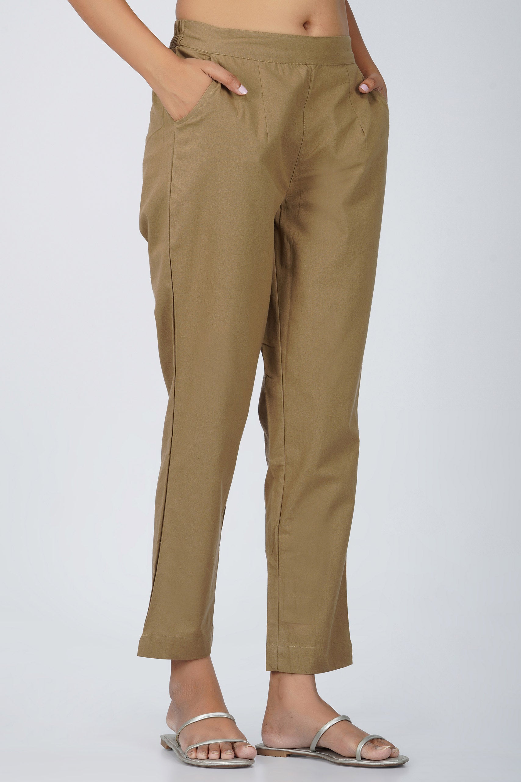 Dark Chikoo Cotton Trouser for Women